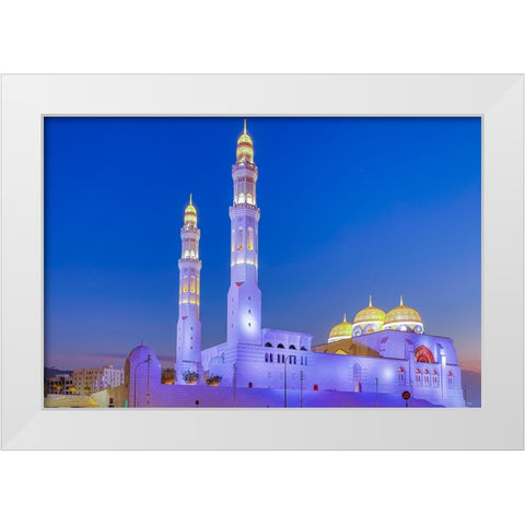 Middle East-Arabian Peninsula-Oman-Muscat-Bawshar-Muhammad Al Ameen Mosque in Bawshar White Modern Wood Framed Art Print by Wilson, Emily M.