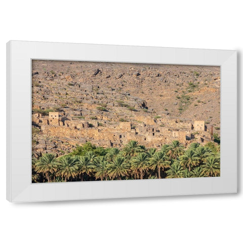 Middle East-Arabian Peninsula-Oman-Ad Dakhiliyah-Al Hamra-The ruins of an ancient village in Oman White Modern Wood Framed Art Print by Wilson, Emily M.