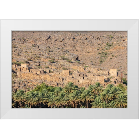 Middle East-Arabian Peninsula-Oman-Ad Dakhiliyah-Al Hamra-The ruins of an ancient village in Oman White Modern Wood Framed Art Print by Wilson, Emily M.