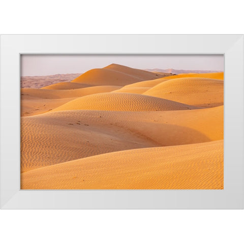 Middle East-Arabian Peninsula-Ash Sharqiyah North-Bidiyah-Sand dunes in the desert of Oman White Modern Wood Framed Art Print by Wilson, Emily M.