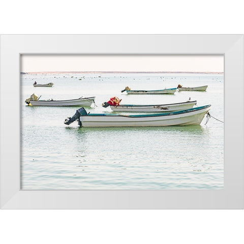 Middle East-Arabian Peninsula-Al Wusta-Mahout-Fishing boats on the Arabian Sea in Oman White Modern Wood Framed Art Print by Wilson, Emily M.