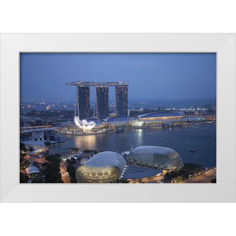 Singapore Sunrise over the downtown cityscape White Modern Wood Framed Art Print by Zuckerman, Jim