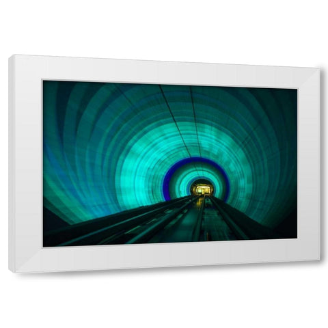 Singapore Colorful railroad tunnel under a river White Modern Wood Framed Art Print by Zuckerman, Jim