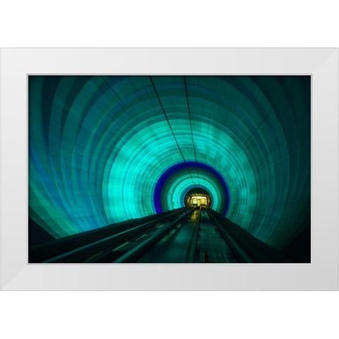 Singapore Colorful railroad tunnel under a river White Modern Wood Framed Art Print by Zuckerman, Jim