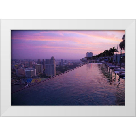 Singapore Swimming pool at sunrise White Modern Wood Framed Art Print by Zuckerman, Jim