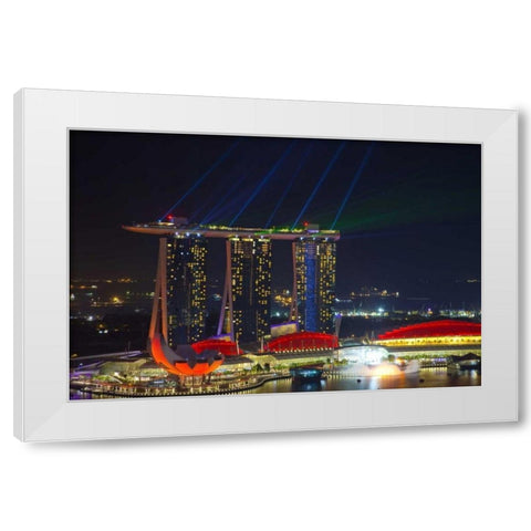 Singapore, Cityscape view of downtown White Modern Wood Framed Art Print by Zuckerman, Jim