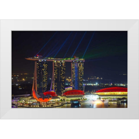Singapore, Cityscape view of downtown White Modern Wood Framed Art Print by Zuckerman, Jim