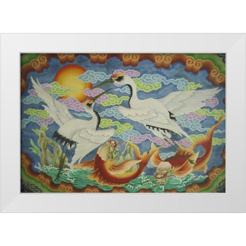Taiwan, Peimen, Nankunshen Temple, Ceiling mural White Modern Wood Framed Art Print by Satushek, Steve