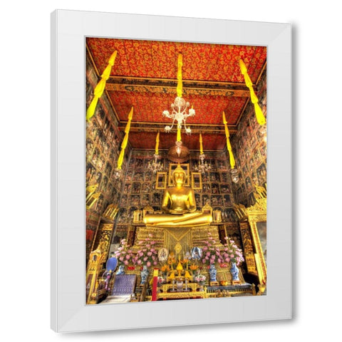 Thailand, Bangkok, Wat Ratcha Orasaram shrine White Modern Wood Framed Art Print by Shimlock, Jones