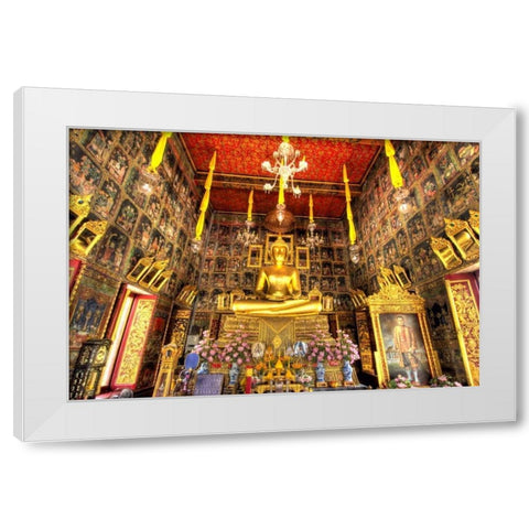 Wat Ratcha-orot, Bangkok, Thailand White Modern Wood Framed Art Print by Shimlock, Jones