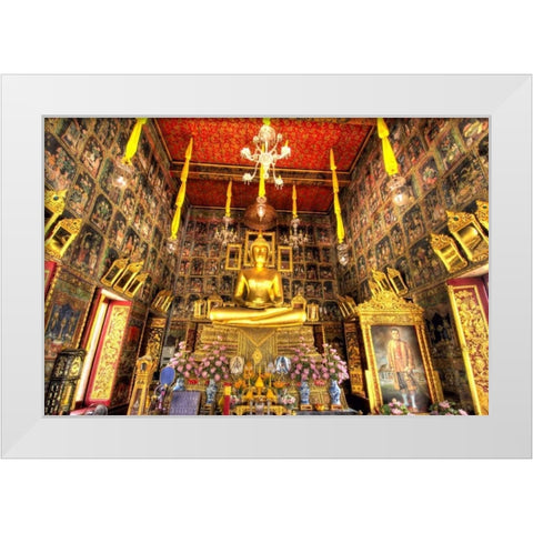 Wat Ratcha-orot, Bangkok, Thailand White Modern Wood Framed Art Print by Shimlock, Jones