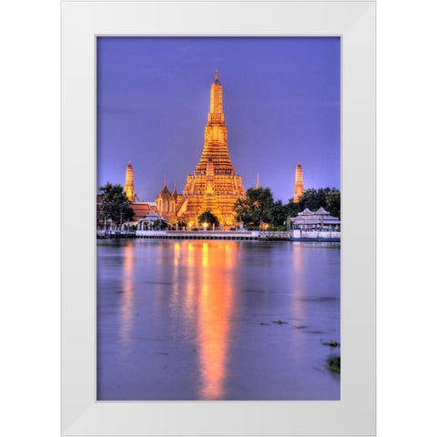 Wat Arun Buddhist temple, Bangkok, Thailand White Modern Wood Framed Art Print by Shimlock, Jones