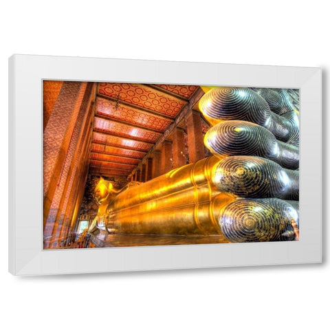Reclining Buddha, Wat Pho, Bangkok, Thailand White Modern Wood Framed Art Print by Shimlock, Jones
