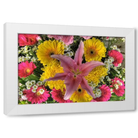 Thailand, Bangkok Flowers on display at market White Modern Wood Framed Art Print by Shimlock, Jones