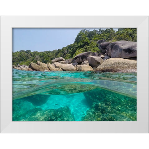 The clear water and rocks of Ko Miang island White Modern Wood Framed Art Print by Pitamitz, Sergio