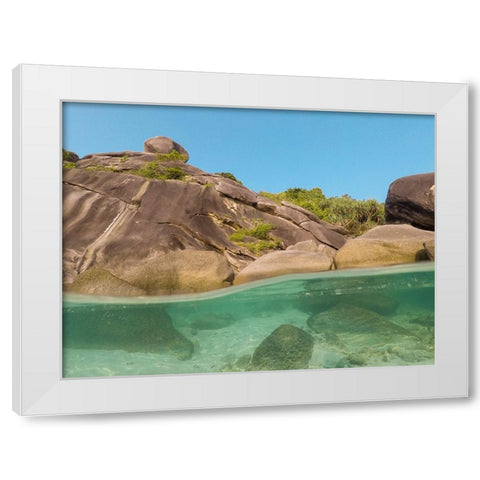 The clear water and rocks of Ko Miang island White Modern Wood Framed Art Print by Pitamitz, Sergio