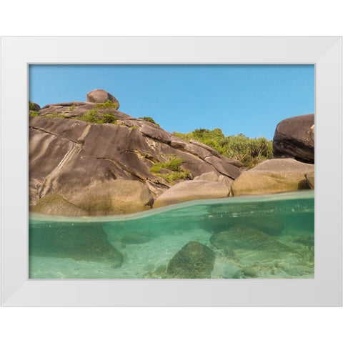The clear water and rocks of Ko Miang island White Modern Wood Framed Art Print by Pitamitz, Sergio