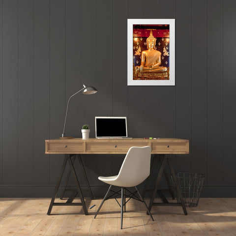 Thailand Golden Buddha White Modern Wood Framed Art Print by Haseltine, Tom