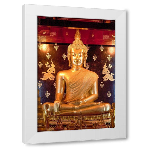 Thailand Golden Buddha White Modern Wood Framed Art Print by Haseltine, Tom