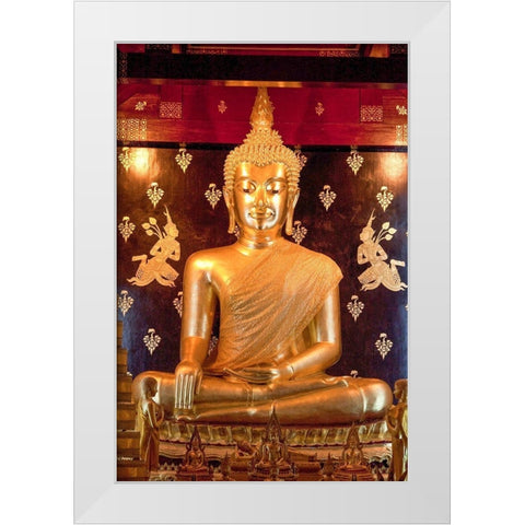 Thailand Golden Buddha White Modern Wood Framed Art Print by Haseltine, Tom