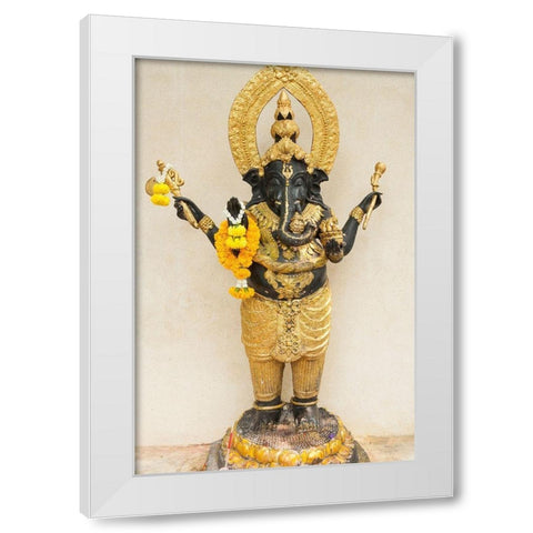 Thailand-Bangkok-Chinatown Statue of the elephant god-Ganesha White Modern Wood Framed Art Print by Haseltine, Tom