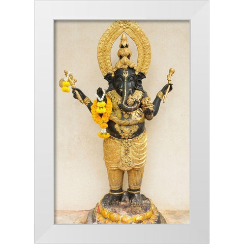 Thailand-Bangkok-Chinatown Statue of the elephant god-Ganesha White Modern Wood Framed Art Print by Haseltine, Tom