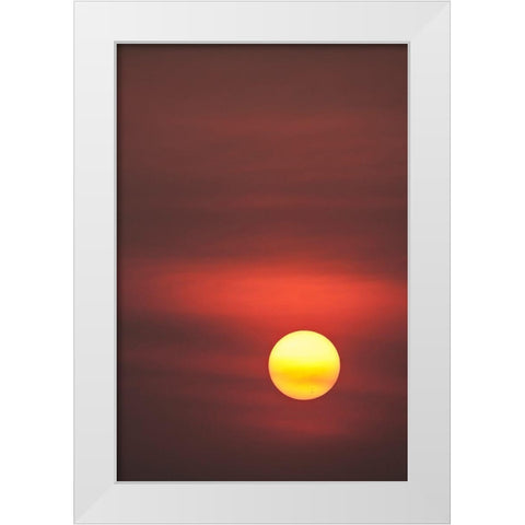 Thailand-Bangkok Sunset in a hazy sky White Modern Wood Framed Art Print by Haseltine, Tom