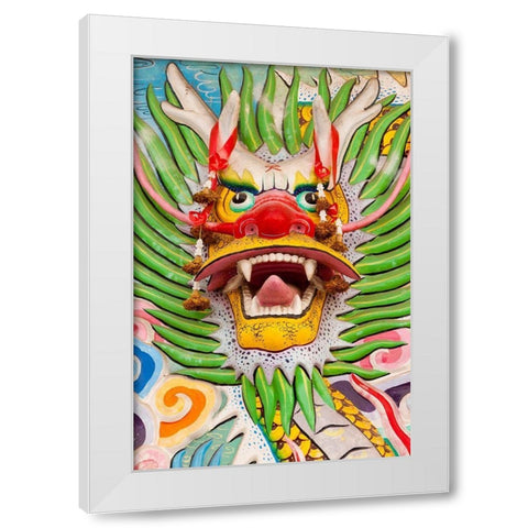 Thailand-Chonburi Province-Khao Sam Muk Shrine Dragon head sculpture White Modern Wood Framed Art Print by Haseltine, Tom