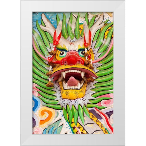Thailand-Chonburi Province-Khao Sam Muk Shrine Dragon head sculpture White Modern Wood Framed Art Print by Haseltine, Tom