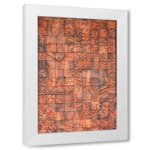Thailand-Nong Khai Province Bas relief in tiles depicting monks White Modern Wood Framed Art Print by Haseltine, Tom