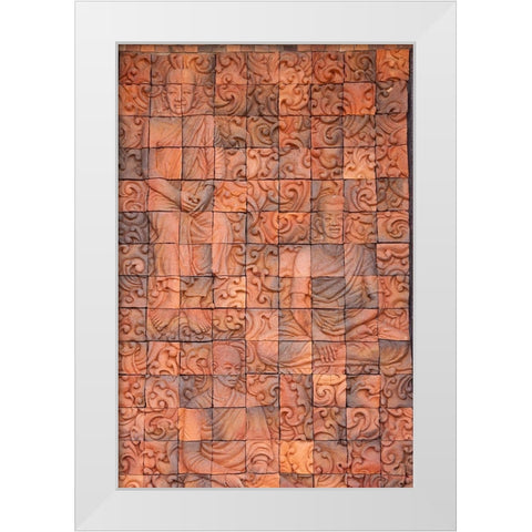 Thailand-Nong Khai Province Bas relief in tiles depicting monks White Modern Wood Framed Art Print by Haseltine, Tom