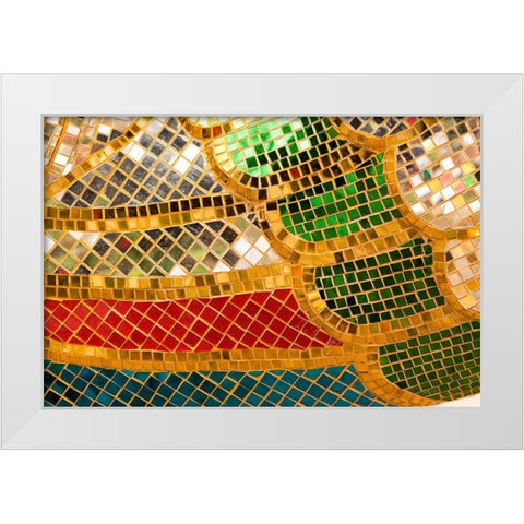 Thailand-Colorful mosaic abstract White Modern Wood Framed Art Print by Haseltine, Tom