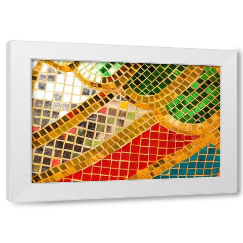 Thailand-Colorful mosaic abstract White Modern Wood Framed Art Print by Haseltine, Tom