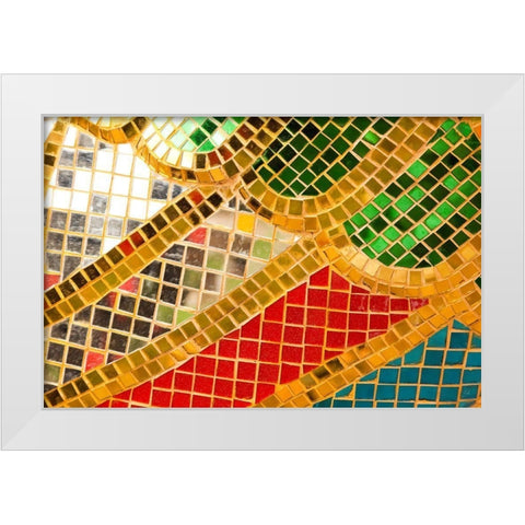Thailand-Colorful mosaic abstract White Modern Wood Framed Art Print by Haseltine, Tom