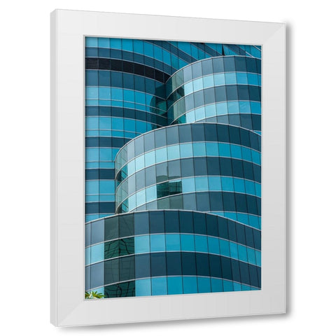 Thailand-Bangkok-Modern office building close-up White Modern Wood Framed Art Print by Haseltine, Tom