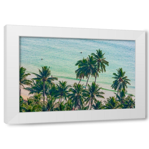 Asia-Thailand-Palm trees on Koh Chang-South of Bangkok-in Gulf of Thailand White Modern Wood Framed Art Print by Haseltine, Tom