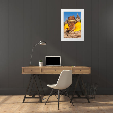 Thailand- Ayutthaya. Wat Phra Si Sanphet. Buddha statues. White Modern Wood Framed Art Print by Haseltine, Tom