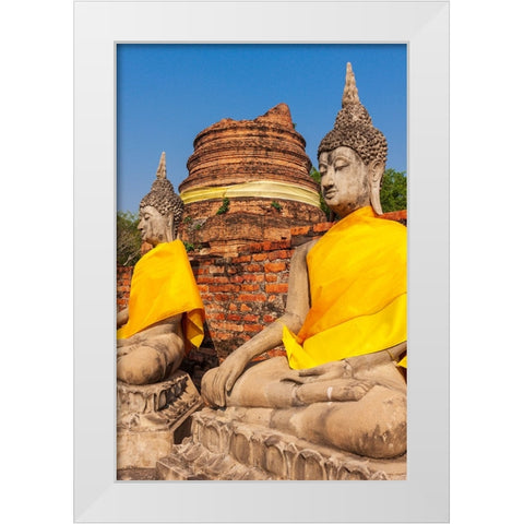Thailand- Ayutthaya. Wat Phra Si Sanphet. Buddha statues. White Modern Wood Framed Art Print by Haseltine, Tom