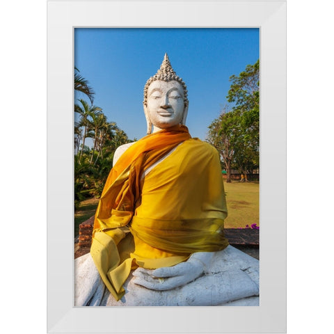 Thailand- Ayutthaya. Wat Phra Si Sanphet. Buddha statues. White Modern Wood Framed Art Print by Haseltine, Tom