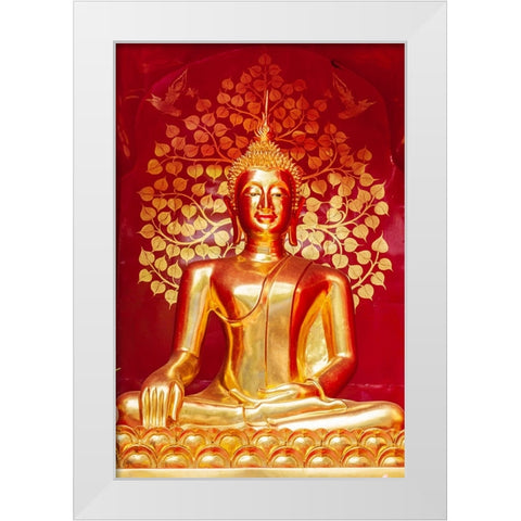 Chiang Mai- Thailand. Wat Phan On. Buddha statue within chedi. White Modern Wood Framed Art Print by Haseltine, Tom