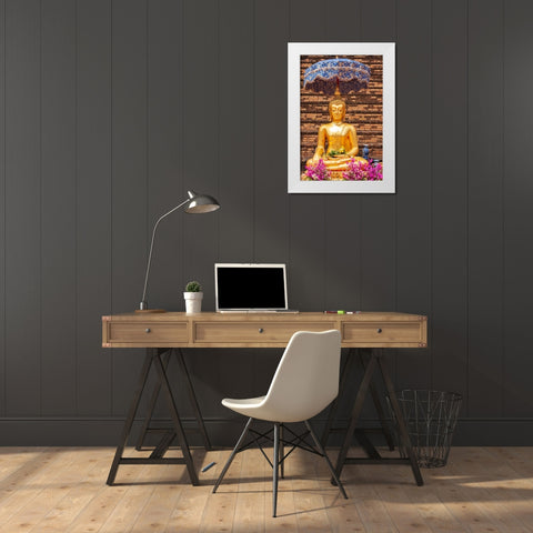 Chiang Mai- Thailand. Wat Chedi Luang. Buddha statue. White Modern Wood Framed Art Print by Haseltine, Tom