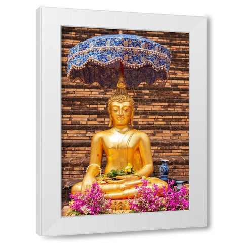 Chiang Mai- Thailand. Wat Chedi Luang. Buddha statue. White Modern Wood Framed Art Print by Haseltine, Tom