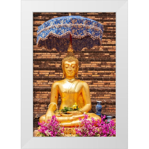 Chiang Mai- Thailand. Wat Chedi Luang. Buddha statue. White Modern Wood Framed Art Print by Haseltine, Tom