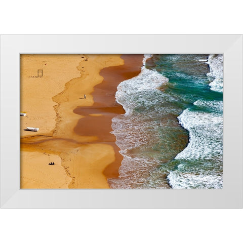 Beach aerial in Alanya-Turkey White Modern Wood Framed Art Print by Kabas, Ali
