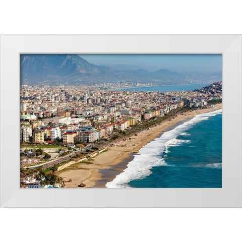 Alanya-Turkey White Modern Wood Framed Art Print by Kabas, Ali