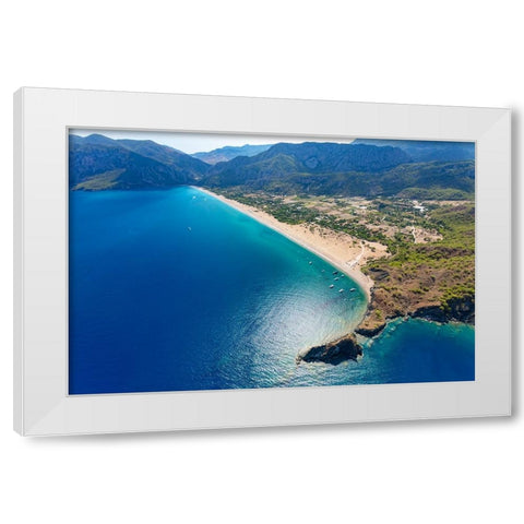 Olympos and Cirali beach aerial-Antalya-Turkey White Modern Wood Framed Art Print by Kabas, Ali