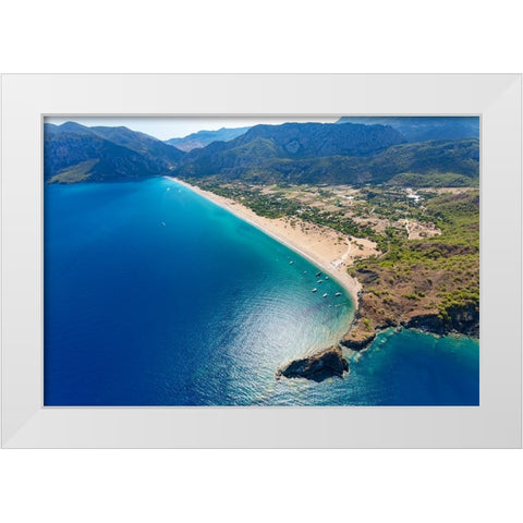 Olympos and Cirali beach aerial-Antalya-Turkey White Modern Wood Framed Art Print by Kabas, Ali