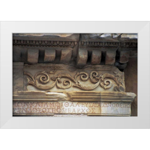 Turkey, Ephesus Roman decorative carvings White Modern Wood Framed Art Print by Noble Gardner, Nancy