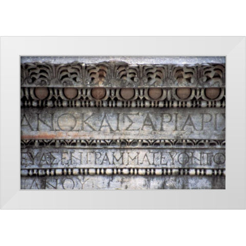 Turkey, Ephesus Ruin of Roman inscriptions White Modern Wood Framed Art Print by Noble Gardner, Nancy