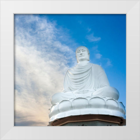 Nha Trang-South Central Vietnam-White Buddha statue White Modern Wood Framed Art Print by Haseltine, Tom
